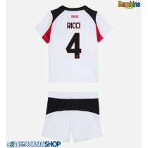 Maglie da calcio AC Milan Samuele Ricci #4 Seconda Maglia Bambino 2025-26 Manica Corta (+ Pantaloni corti)